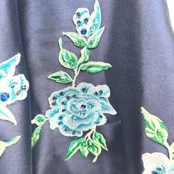 Rachel ALLAN Navy Floral Embroidered Sweetheart Short Dress 4397 - Picture 6 of 13